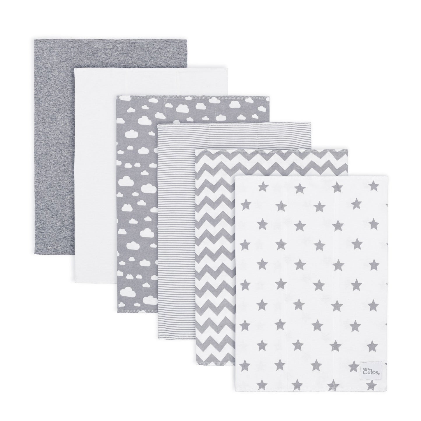 Cotton Burp Cloths - Grey Pattern