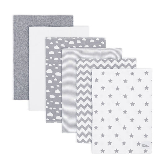 Cotton Burp Cloths - Grey Pattern