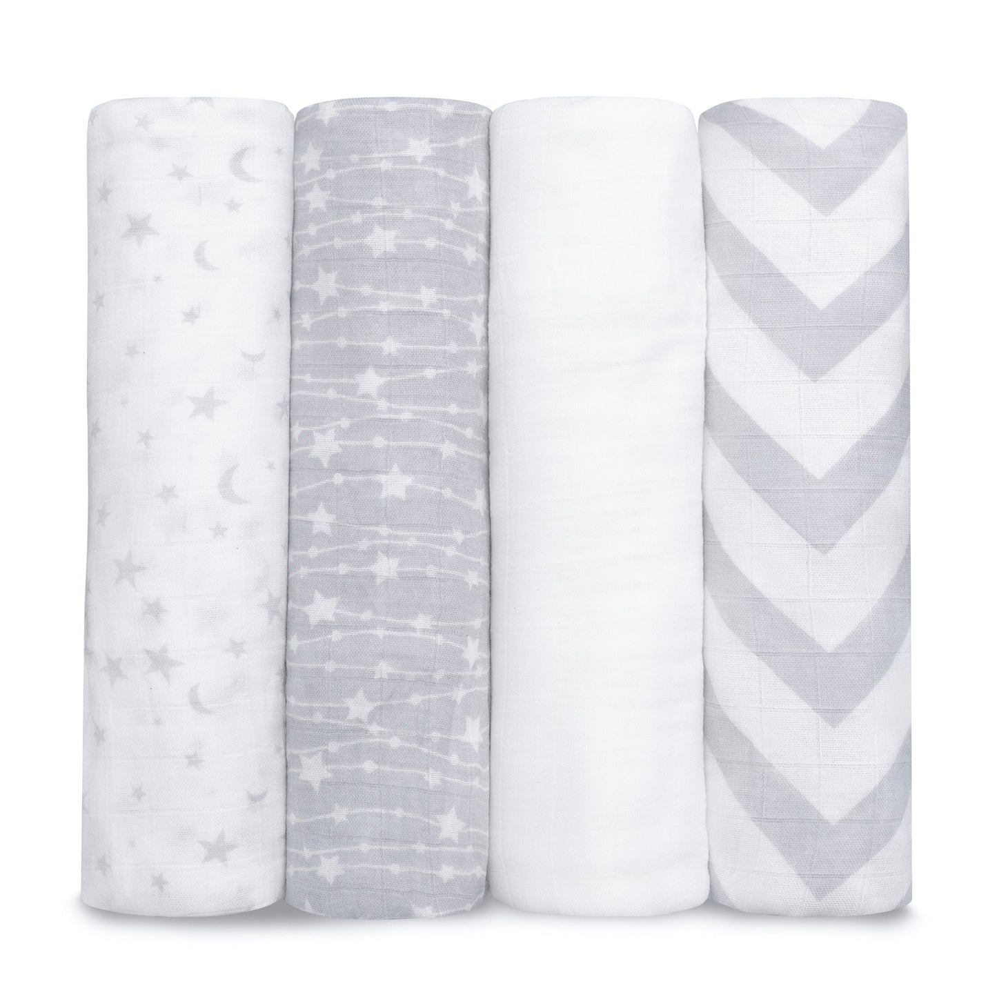 Muslin Swaddle Blankets, 4 Pack - Grey