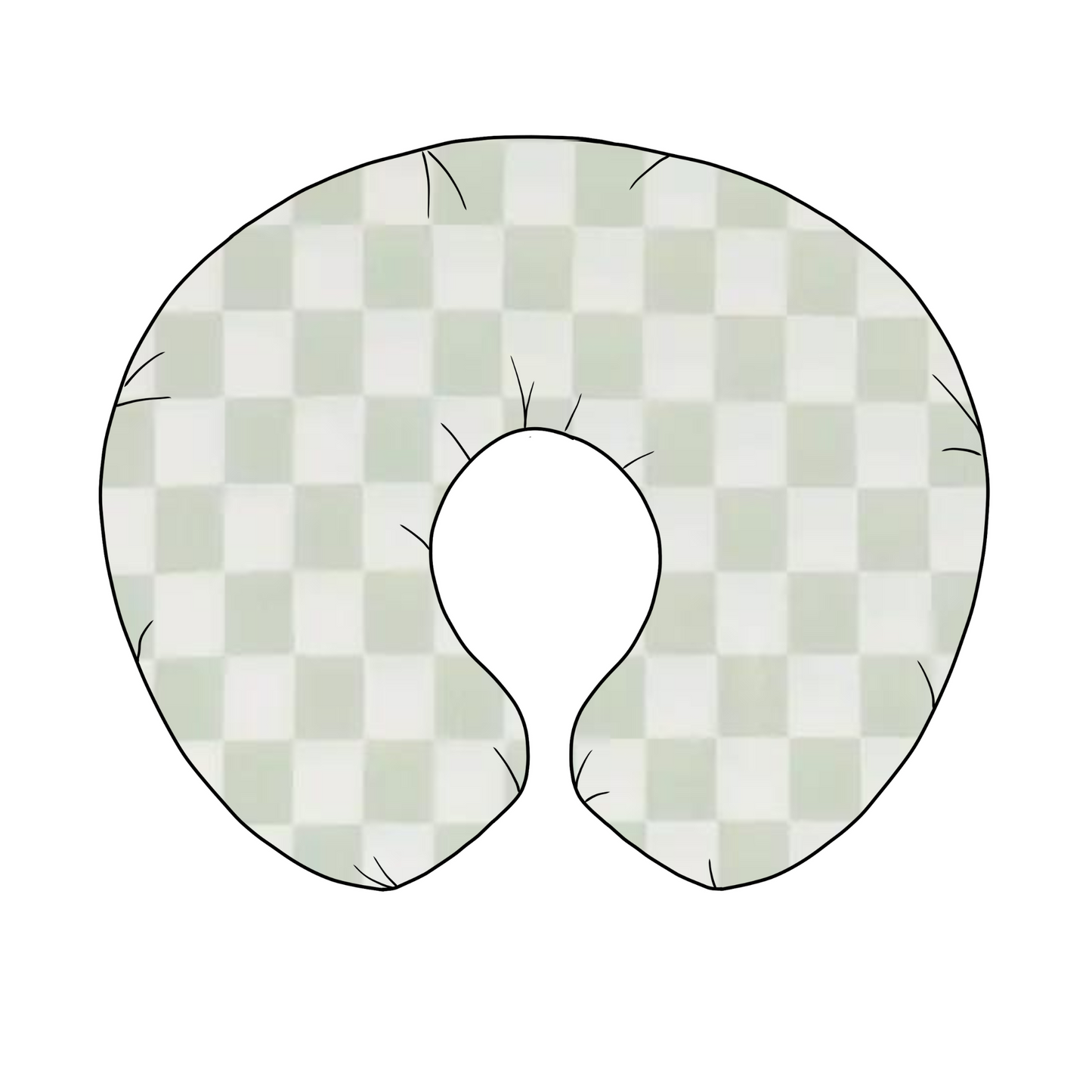 Leaf Green & White Checkered Nursing Pillow Cover