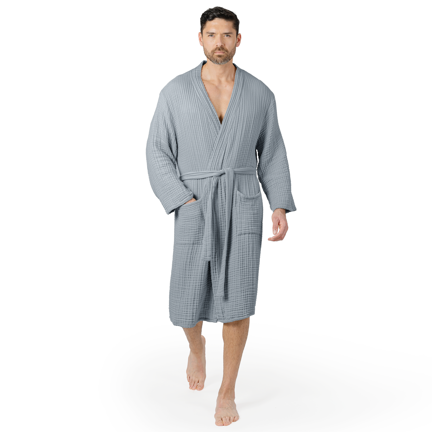 Muslin Bathrobe, Pacific Blue