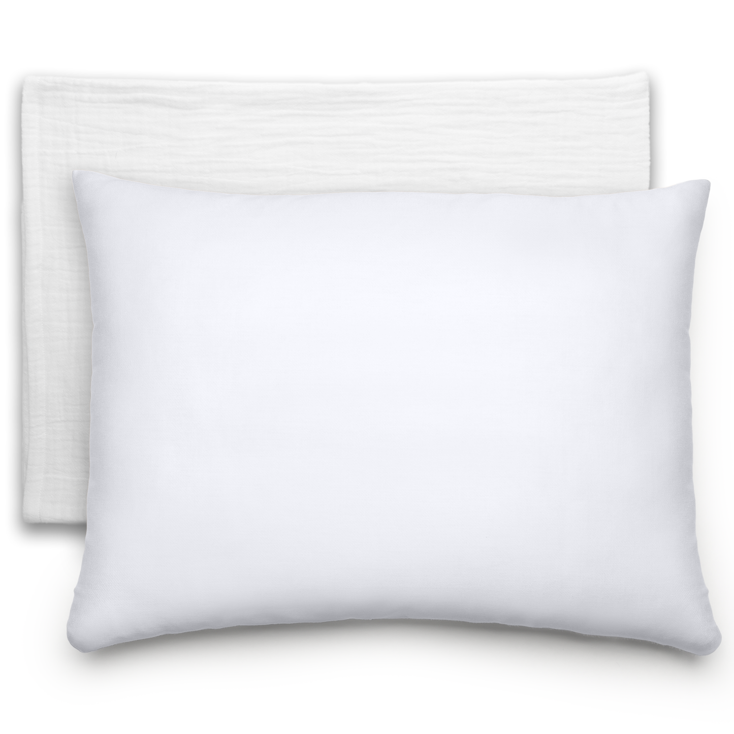 Toddler Pillows with Soft Muslin Pillow Case  - White