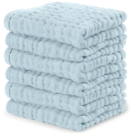 Muslin Washcloths - Sky Blue