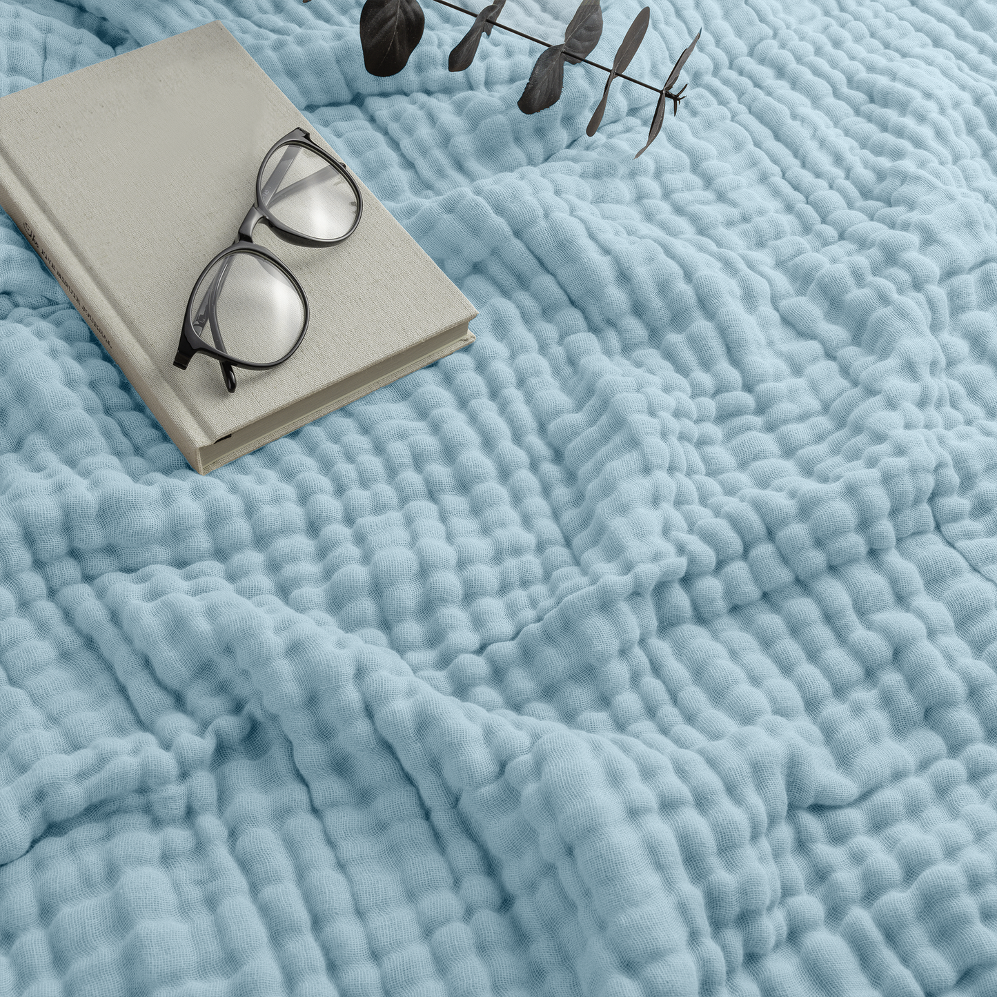Adult Muslin Blanket in Sky Blue