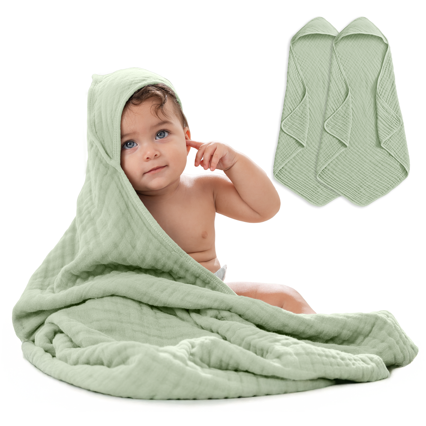 Baby Hooded Towels - Sage