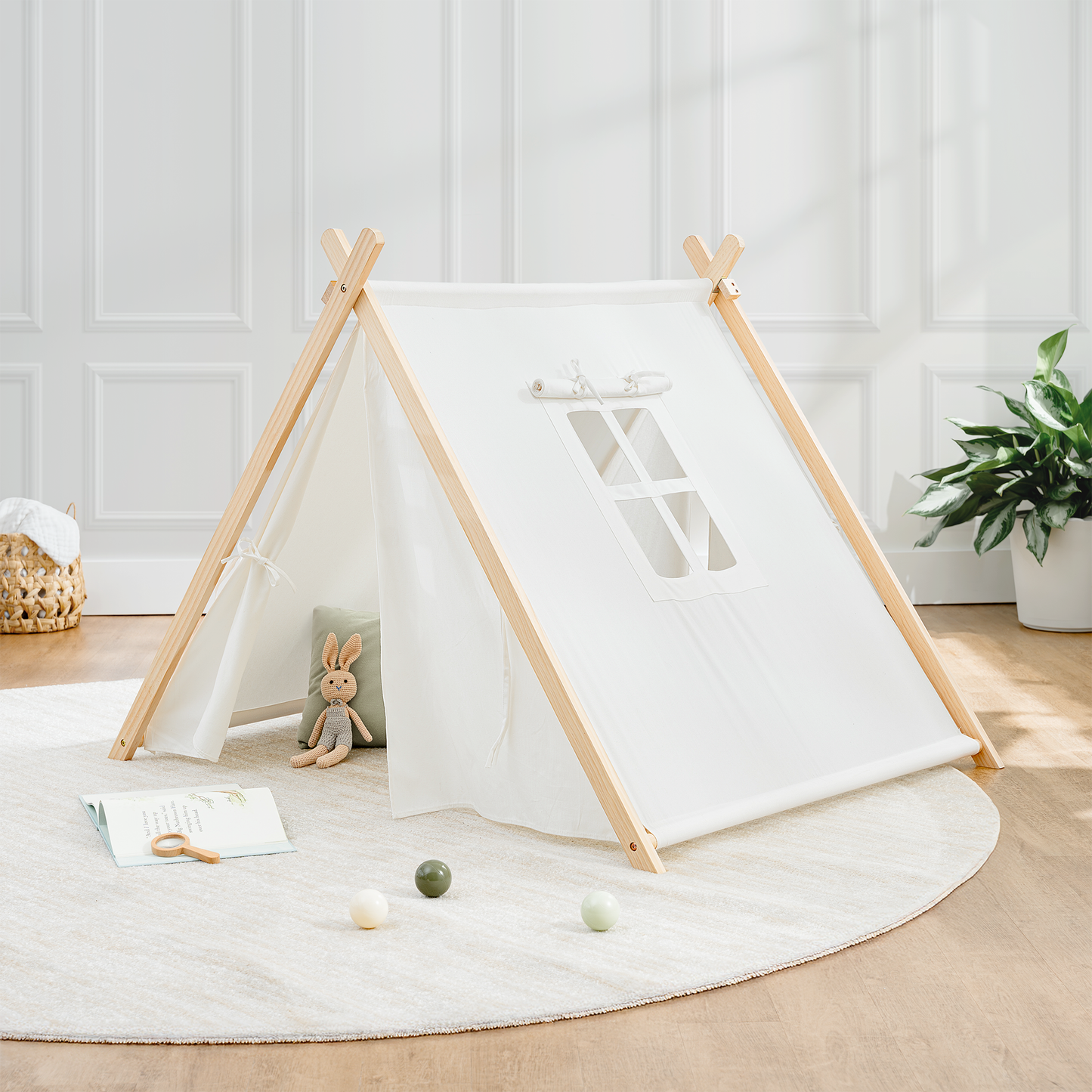 Kids Indoor Play Tent - Natural Wood