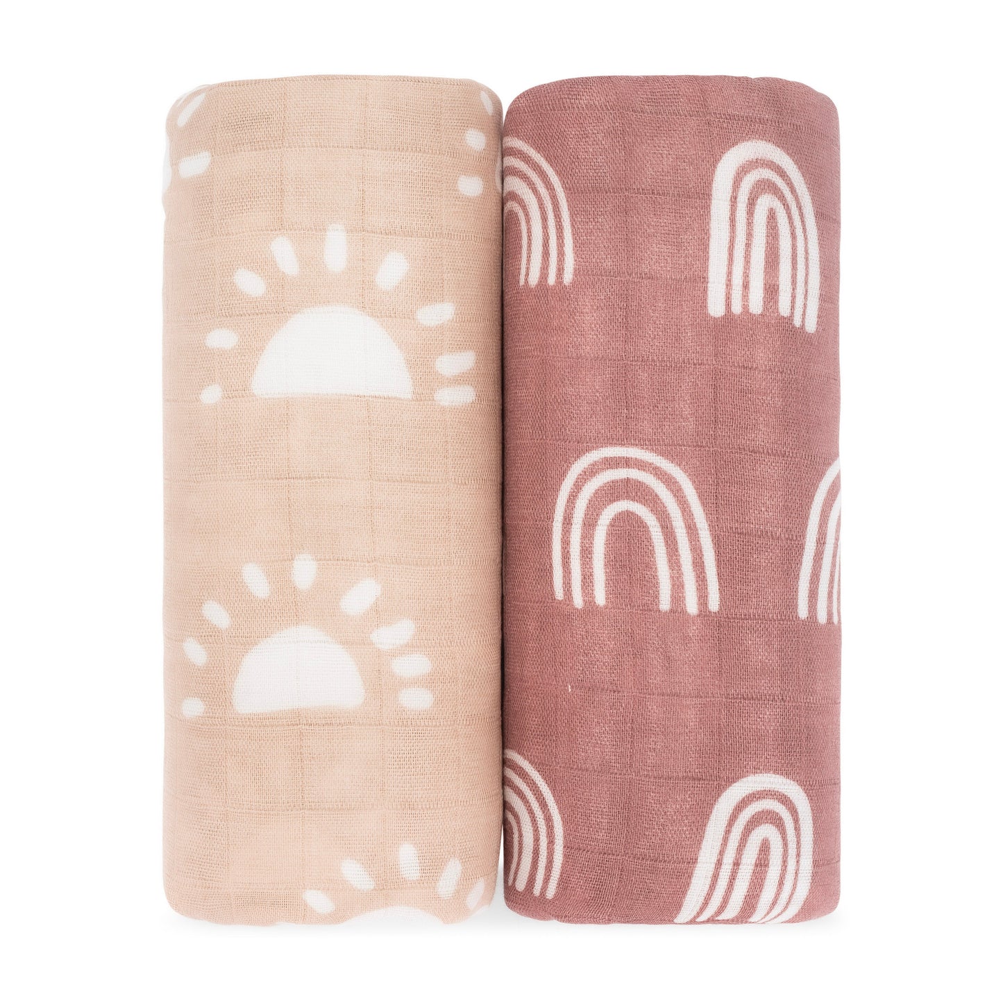 Muslin Swaddle Blanket, 2 Pack - Sun & Rainbow