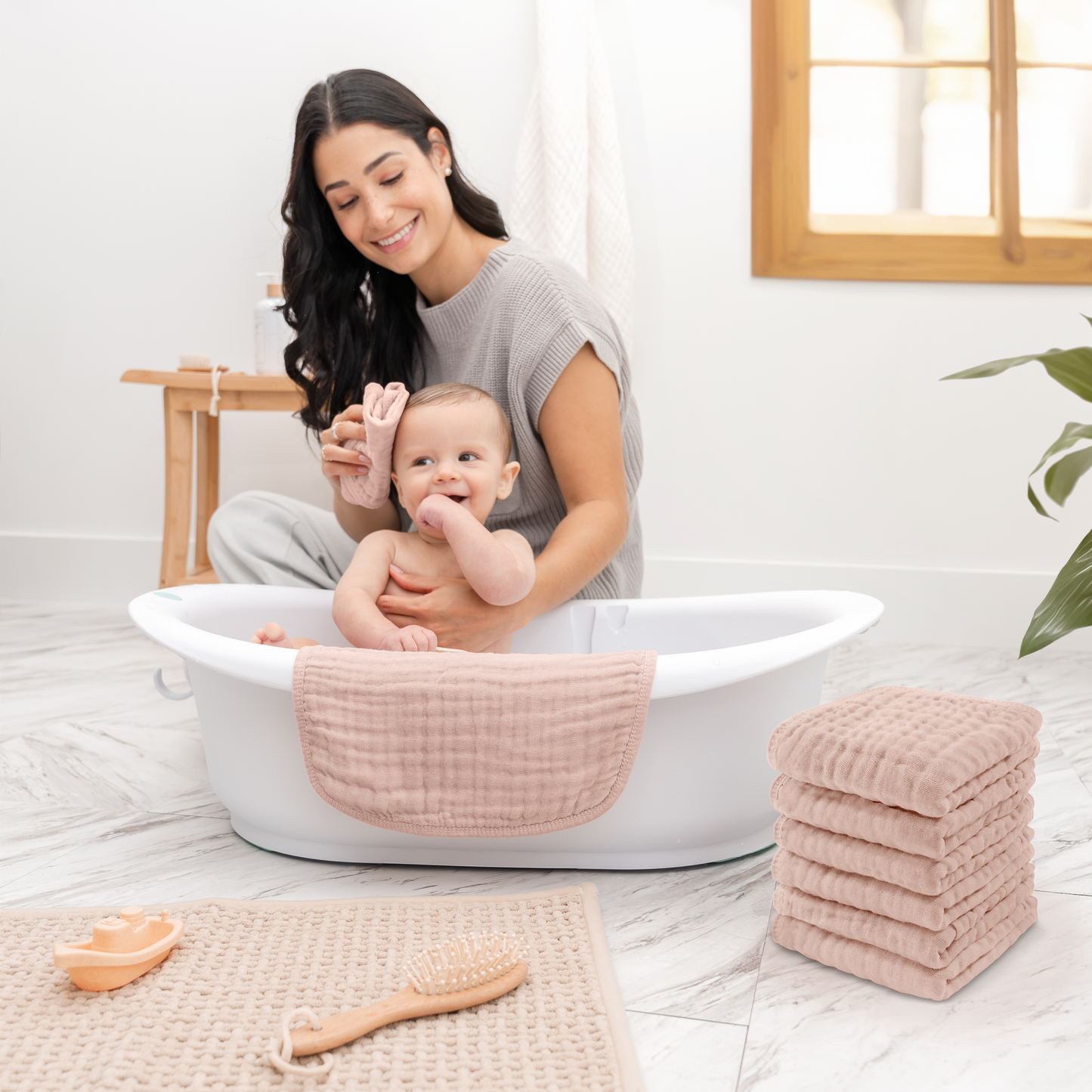 Muslin Washcloths - Blush