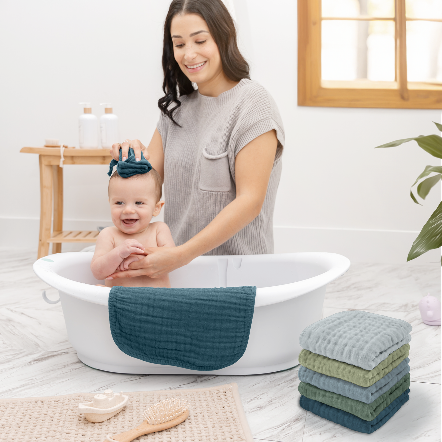 Muslin Washcloths - Multi-Boy