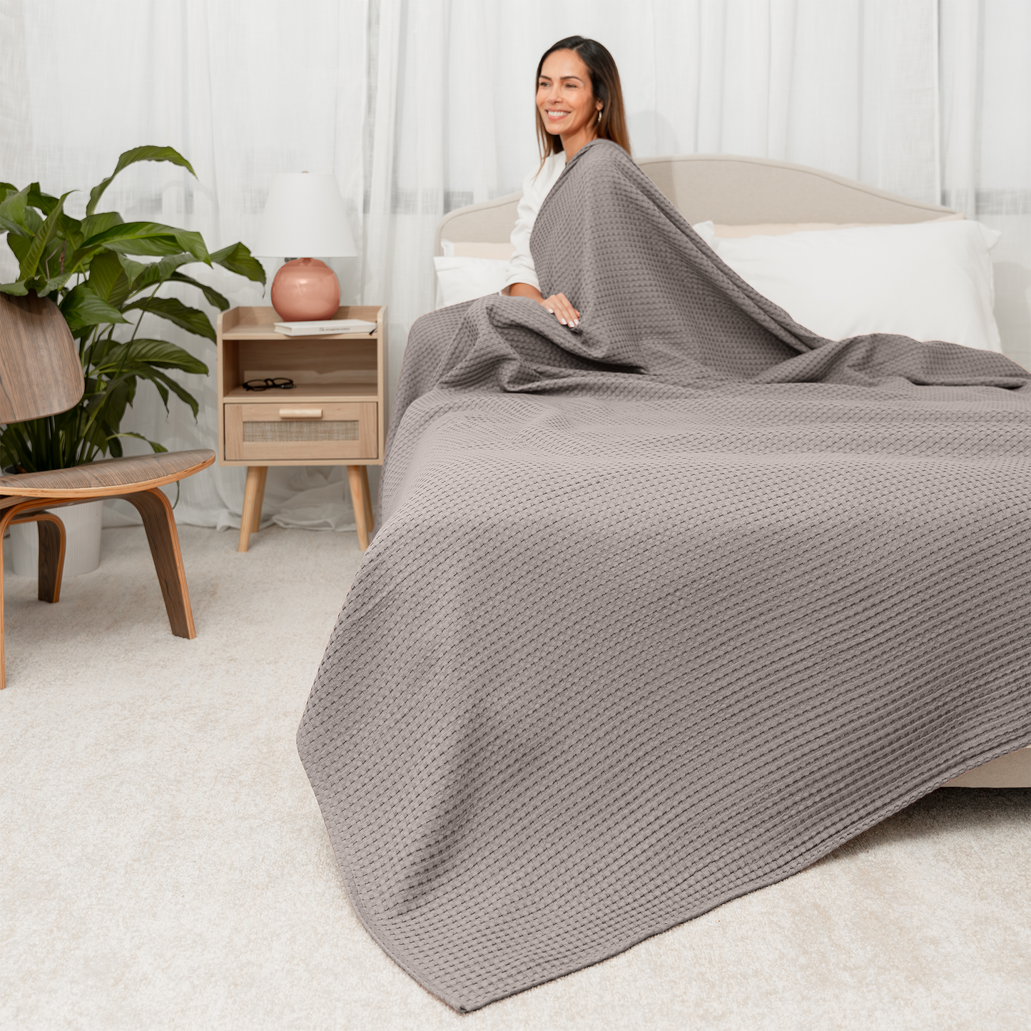 Adult Waffle Blankets in Charcoal