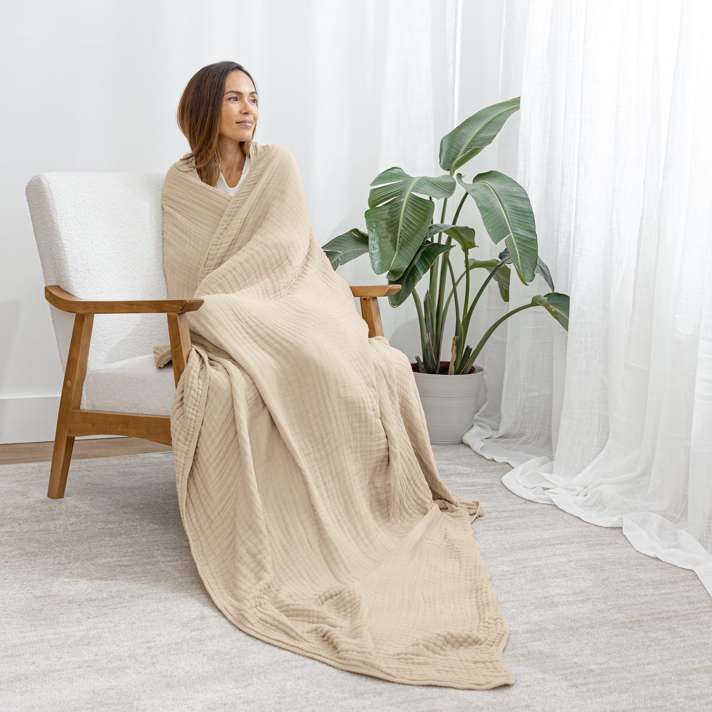 Adult Muslin Blanket in Sand