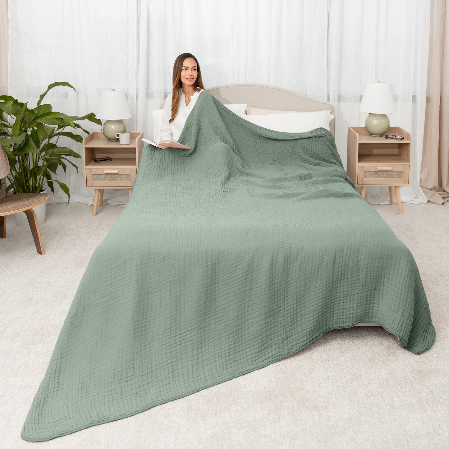 Adult Muslin Blanket in Fern