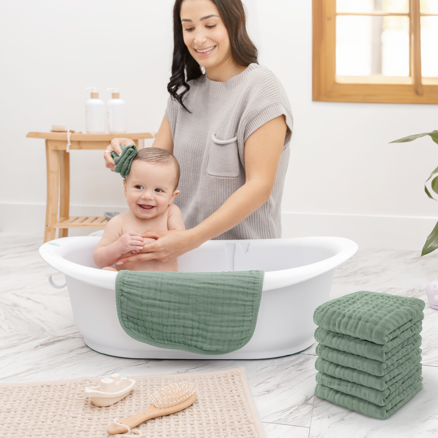 Muslin Washcloths - Fern