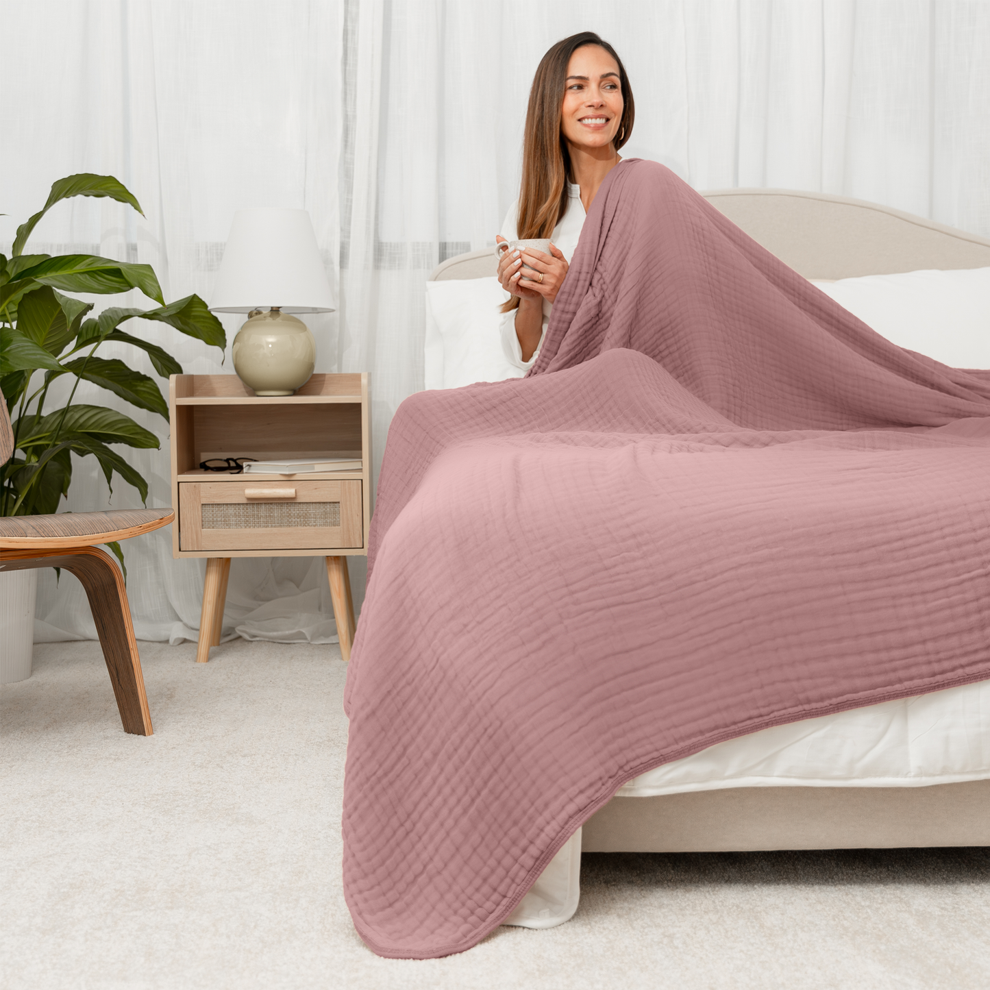 Adult Muslin Blanket in Mauve