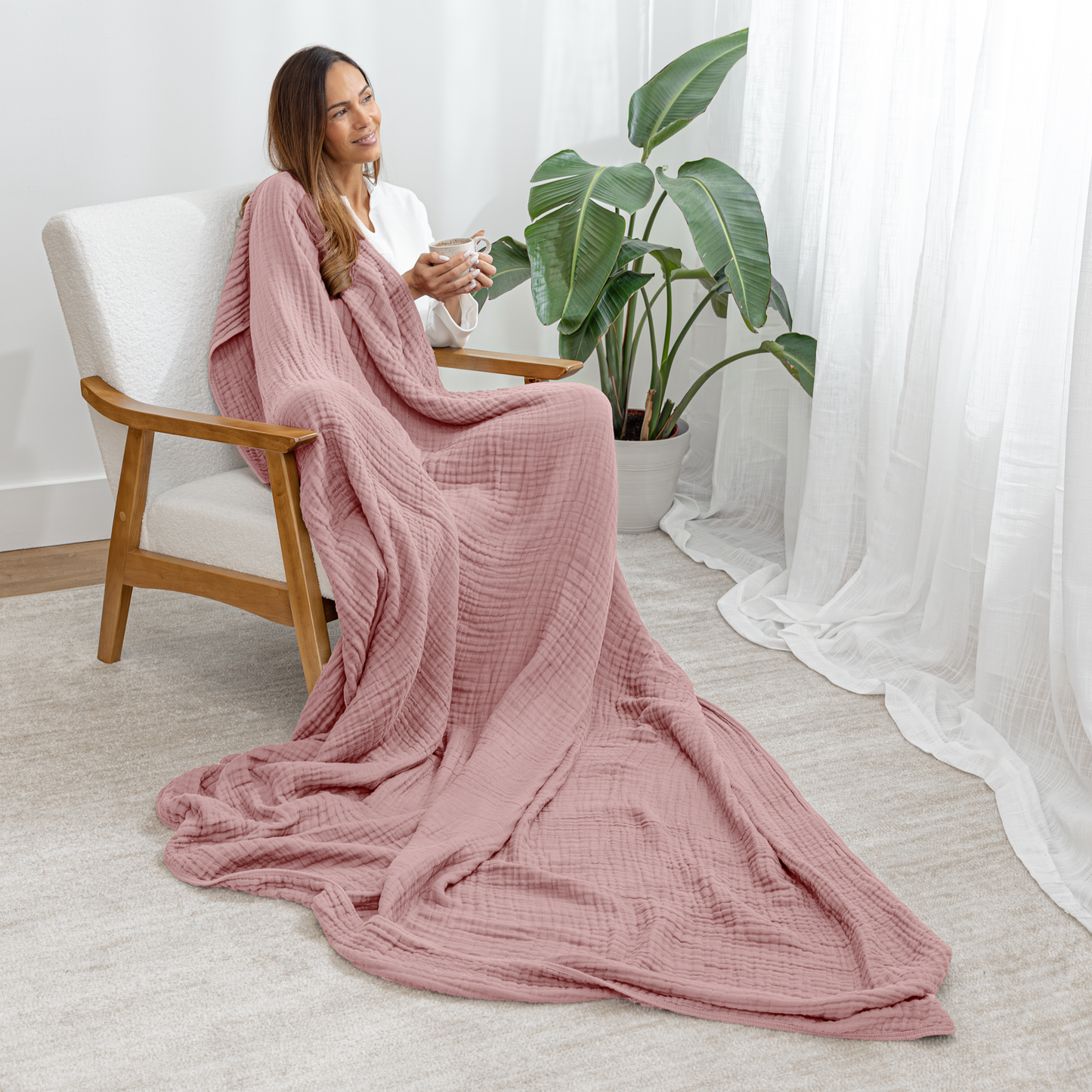 Adult Muslin Blanket in Mauve