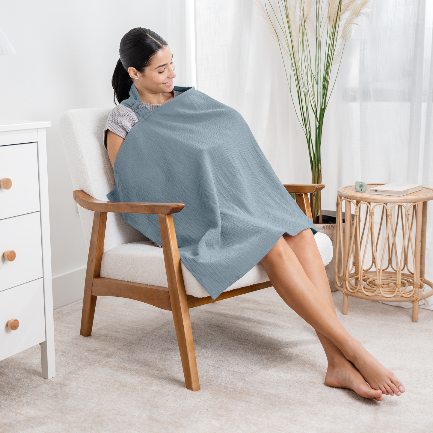 Muslin Nursing Cover - Pacific Blue