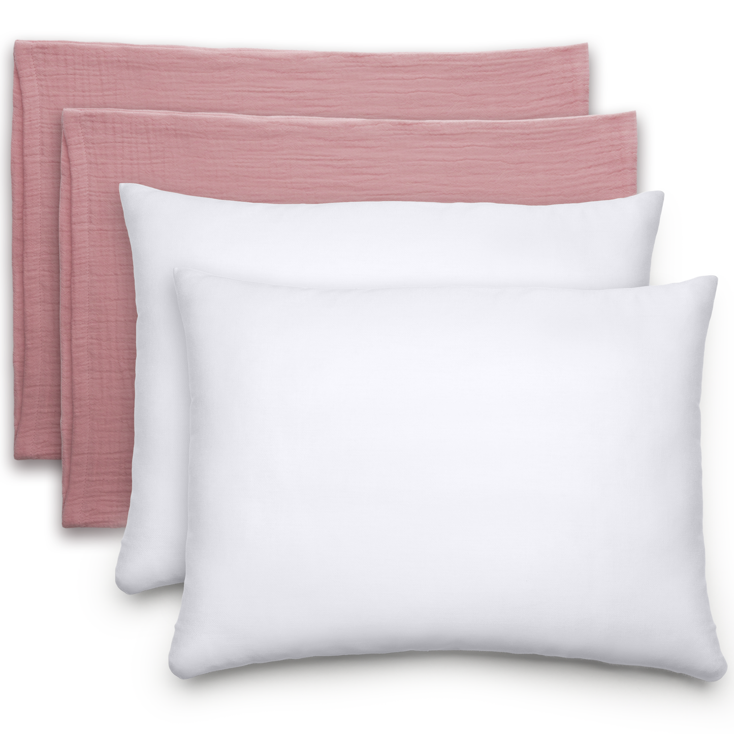 Toddler Pillows with Soft Muslin Pillow Case - Mauve