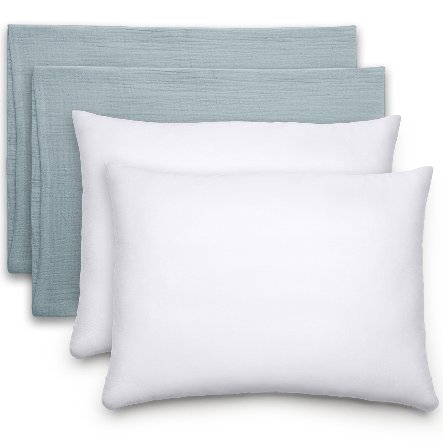 Toddler Pillows with Soft Muslin Pillow Case - Pacific Blue