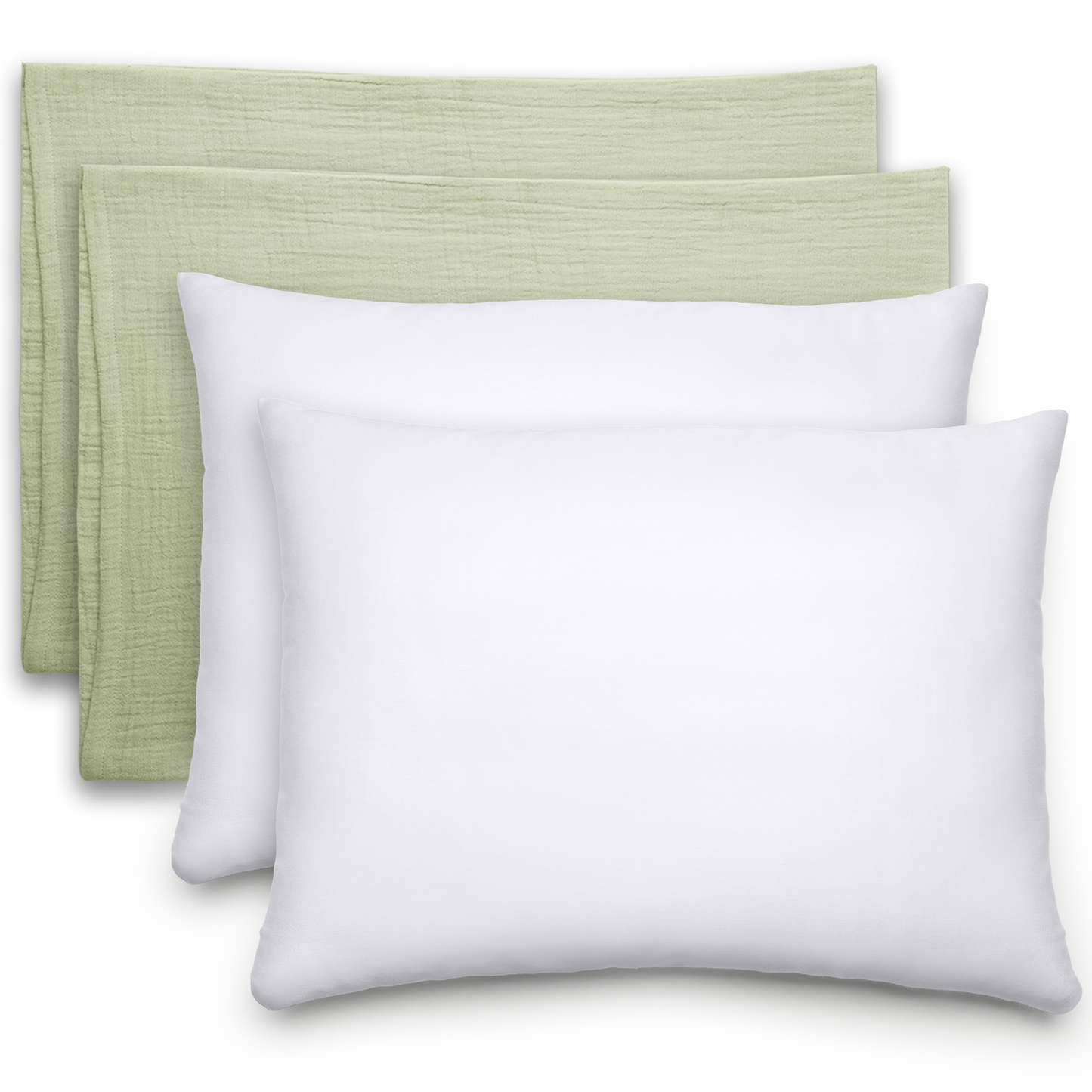 Toddler Pillows with Soft Muslin Pillow Case - Sage