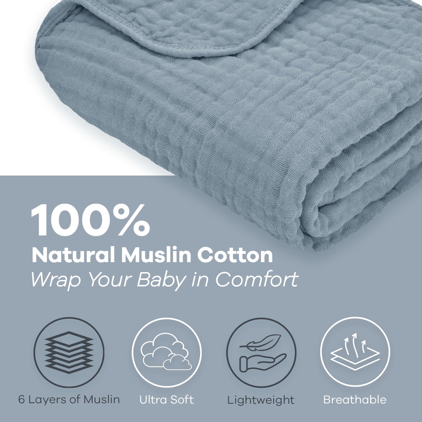 Baby Muslin Blanket in Pacific Blue