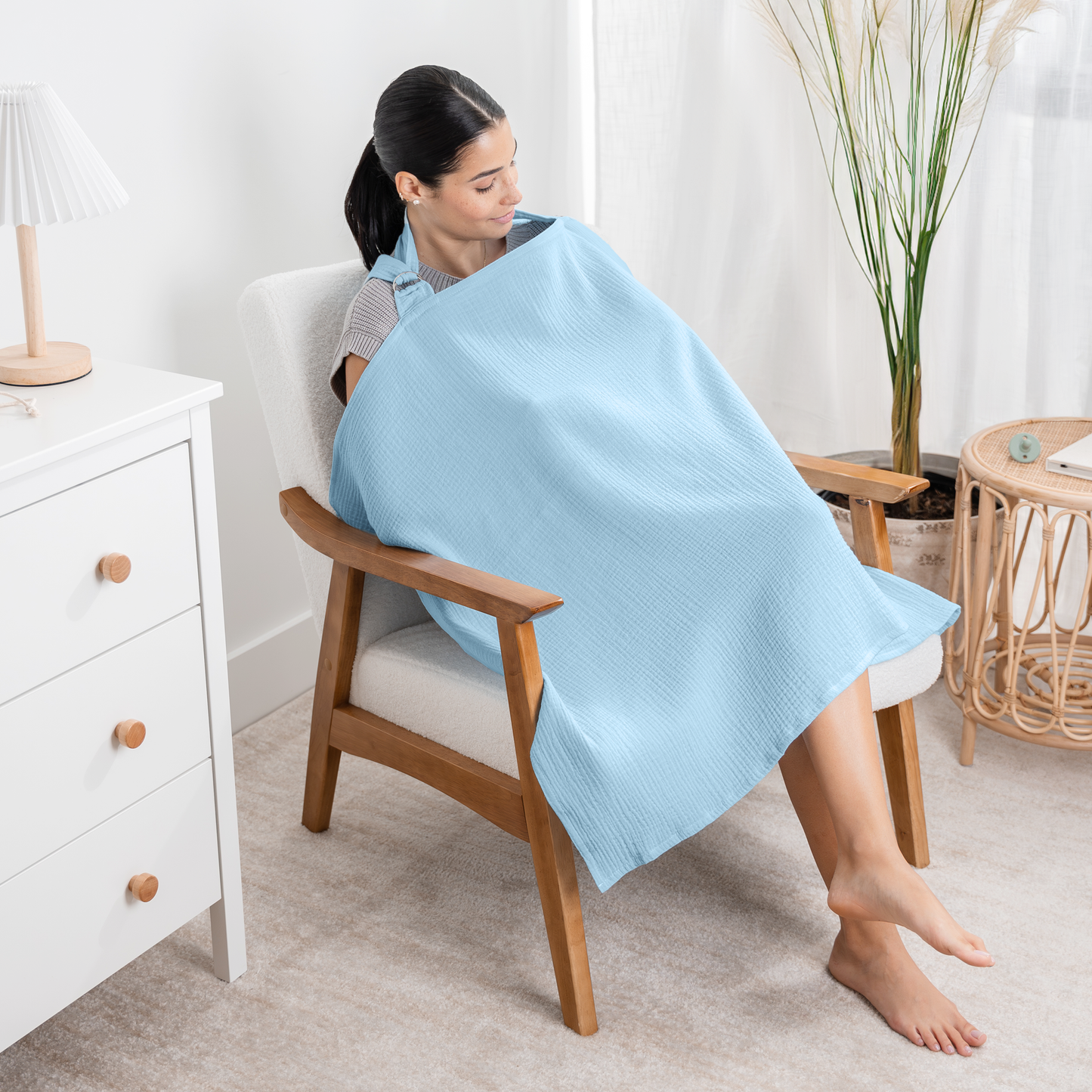 Muslin Nursing Cover - Sky Blue