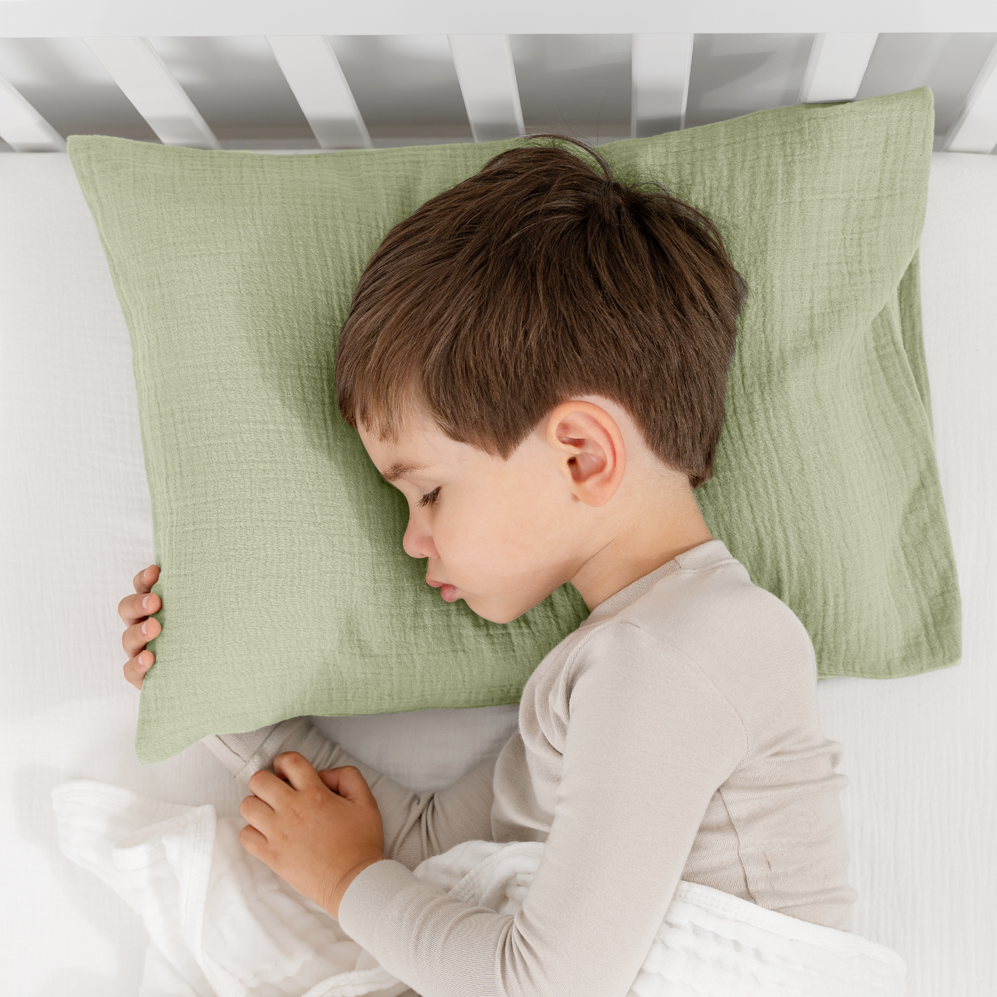 Toddler Pillows with Soft Muslin Pillow Case - Sage