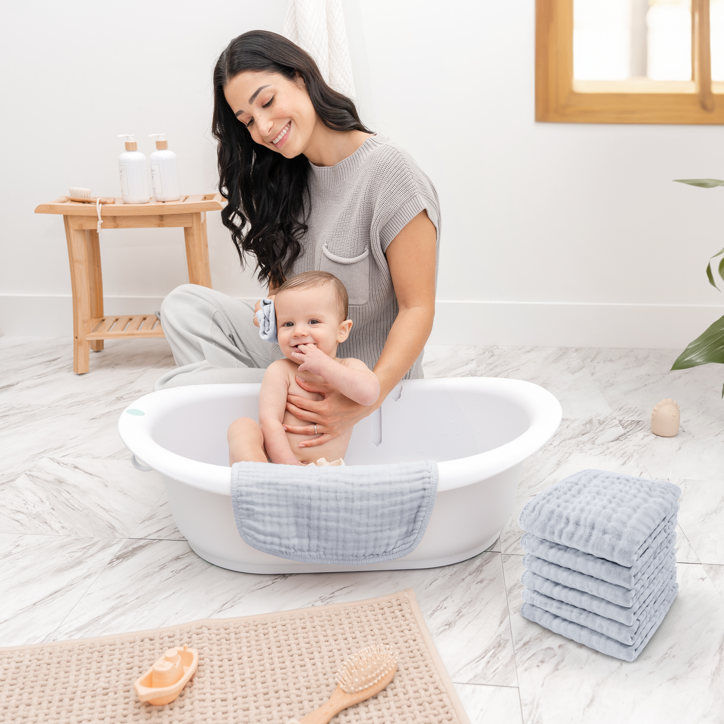 Muslin Washcloths - Slate