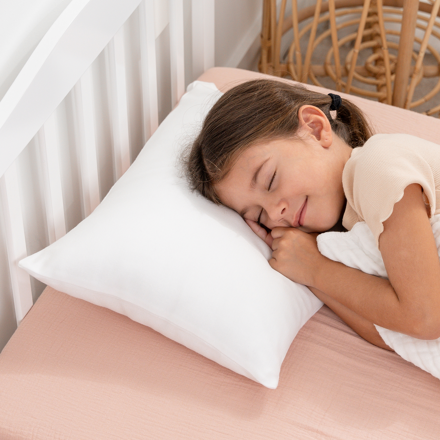 Toddler Pillows with Soft Cotton Pillow Case - White