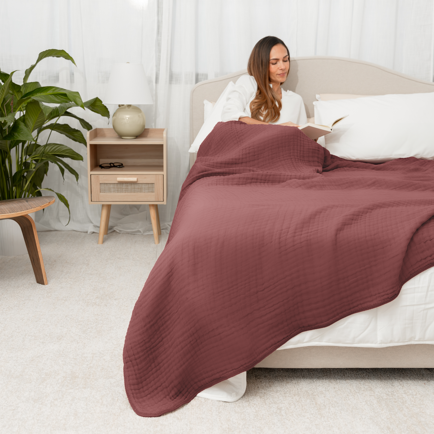 Adult Muslin Blanket in Wine