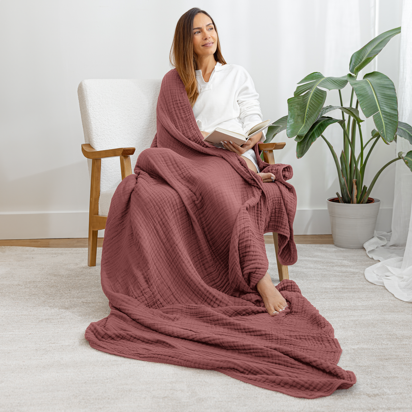 Adult Muslin Blanket in Wine