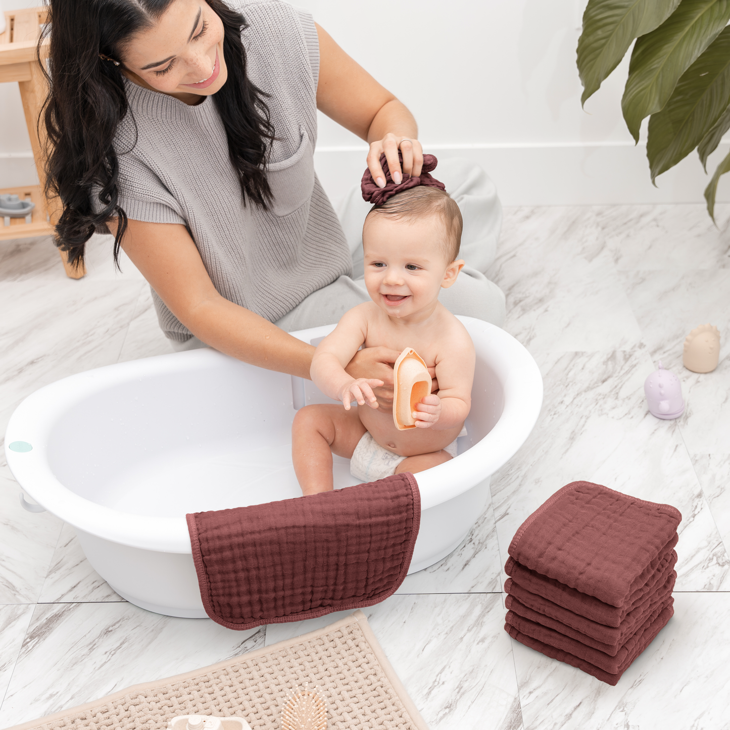 Muslin Washcloths - Wine