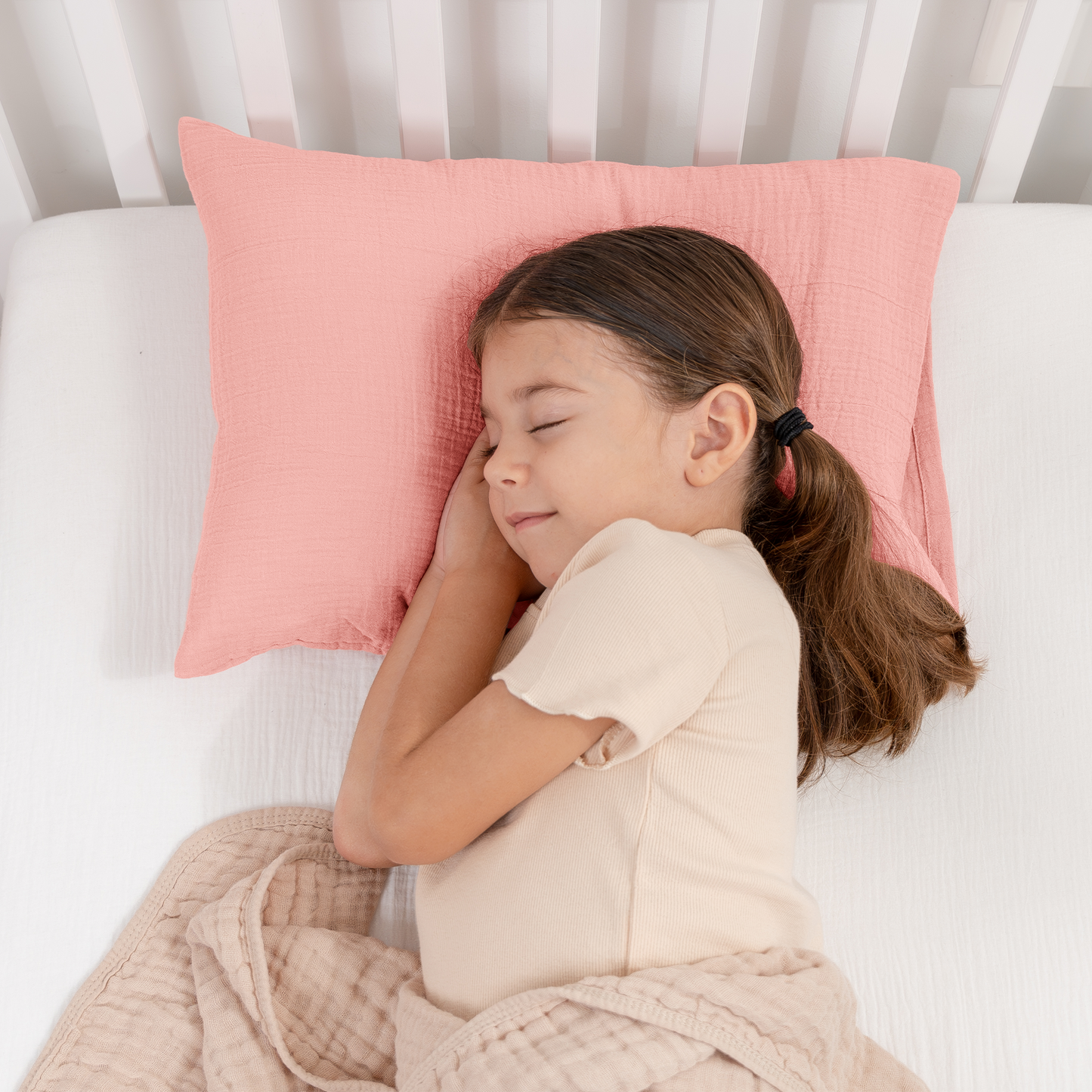 Toddler Pillows with Soft Muslin Pillow Case - Blush