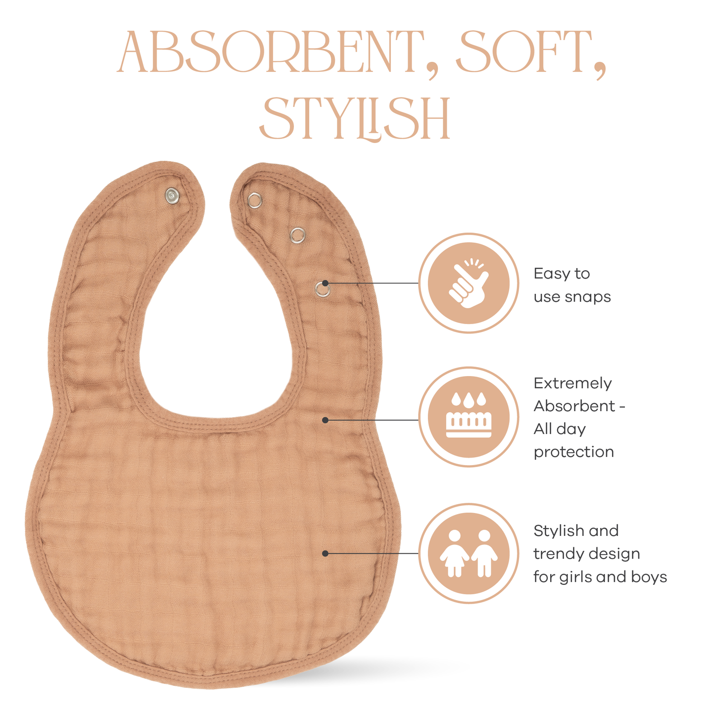 Muslin Bibs - Caramel