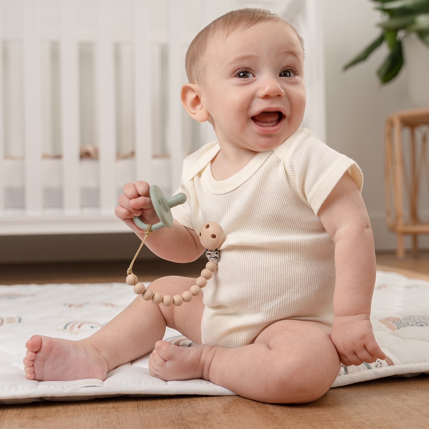 Pacifier Clips, 2 Pack - Beige