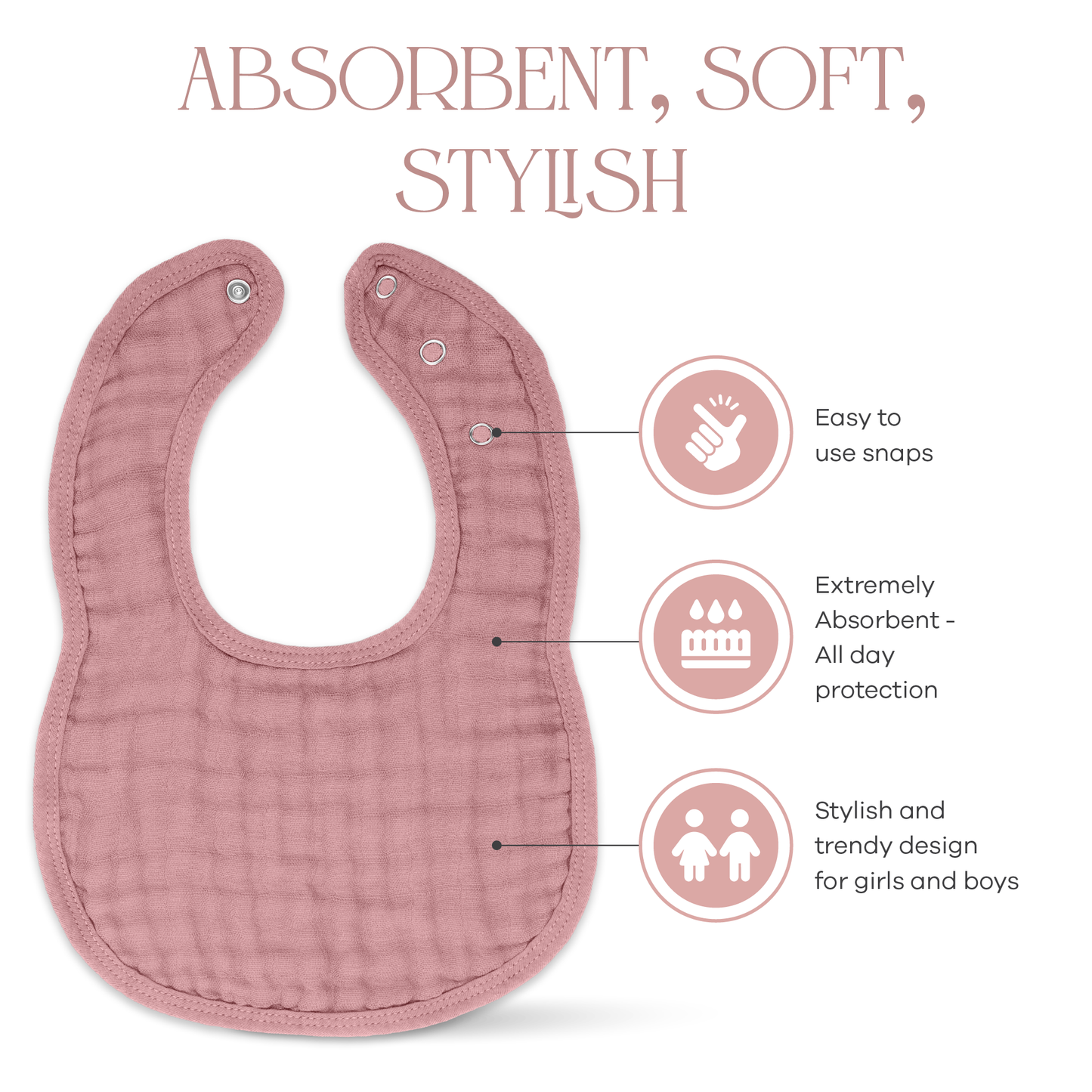 Muslin Bibs - Mauve