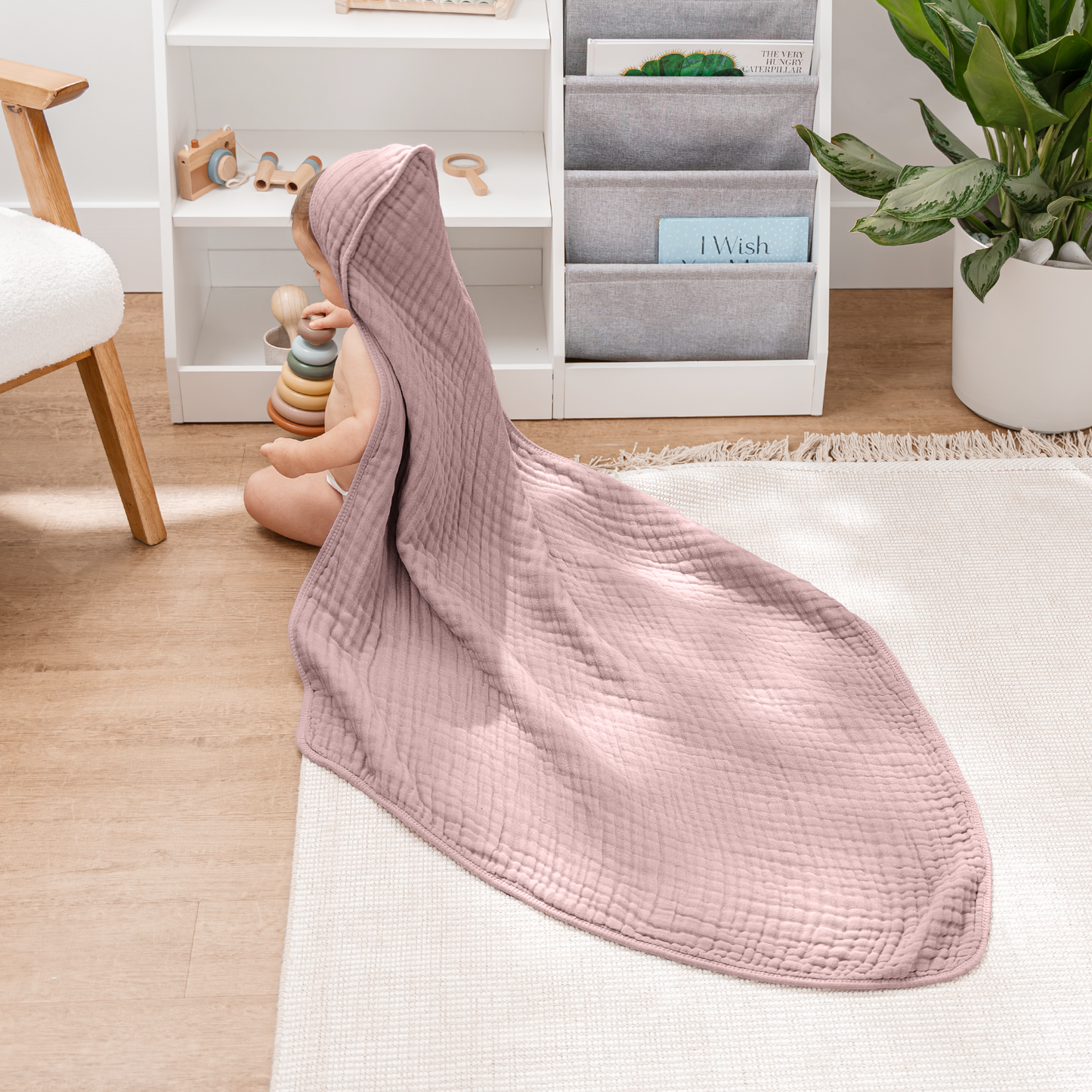 Baby Hooded Towels - Mauve & Blush