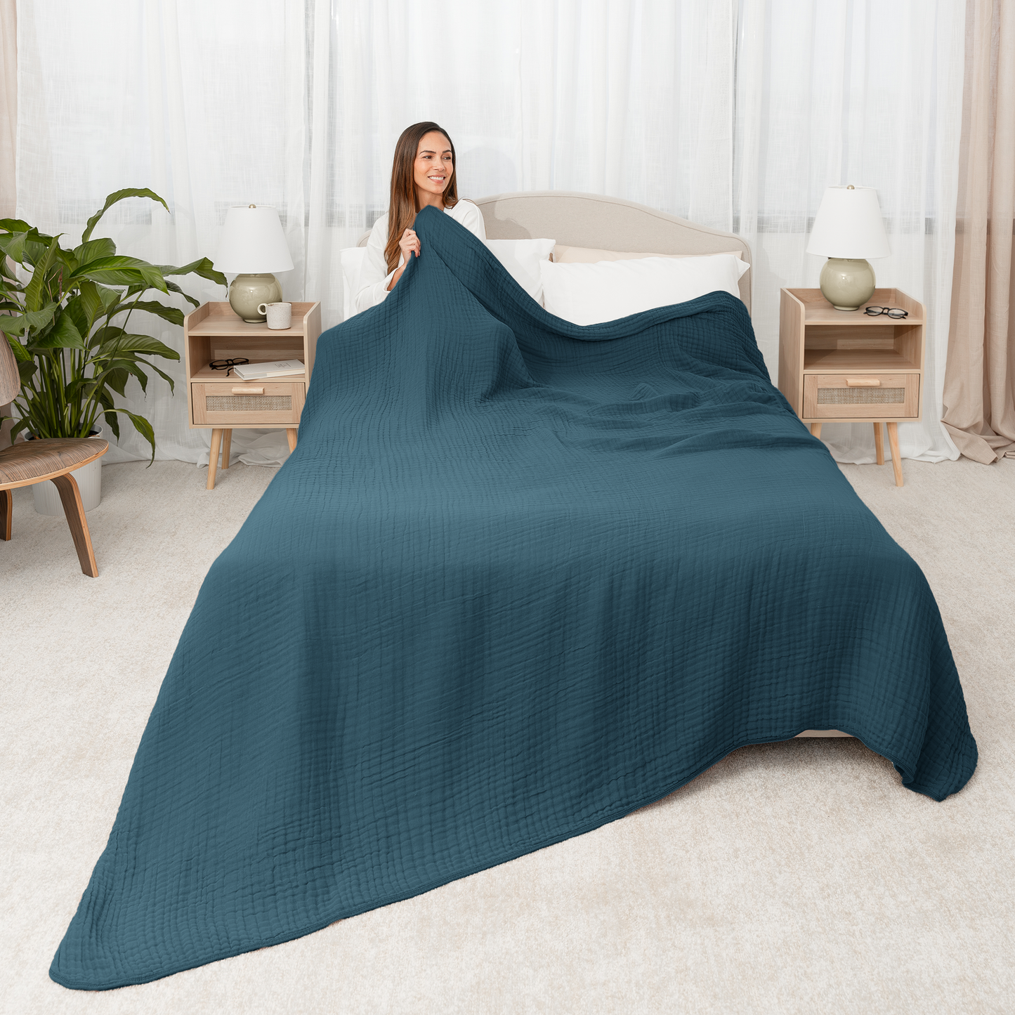 Adult Muslin Blanket in Neptune