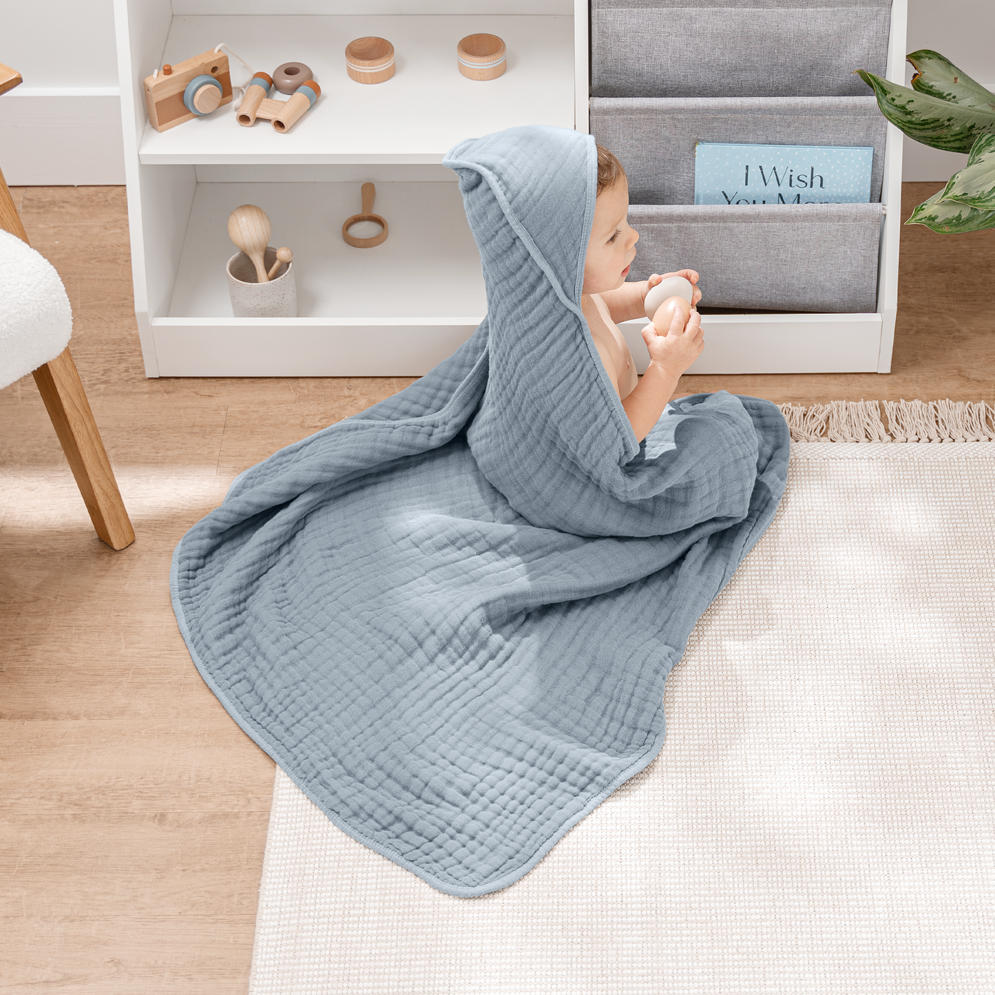 Baby Hooded Towels - Pacific Blue & Fern