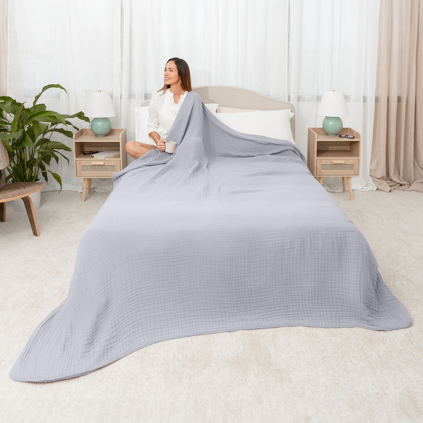 Adult Muslin Blanket in Heather