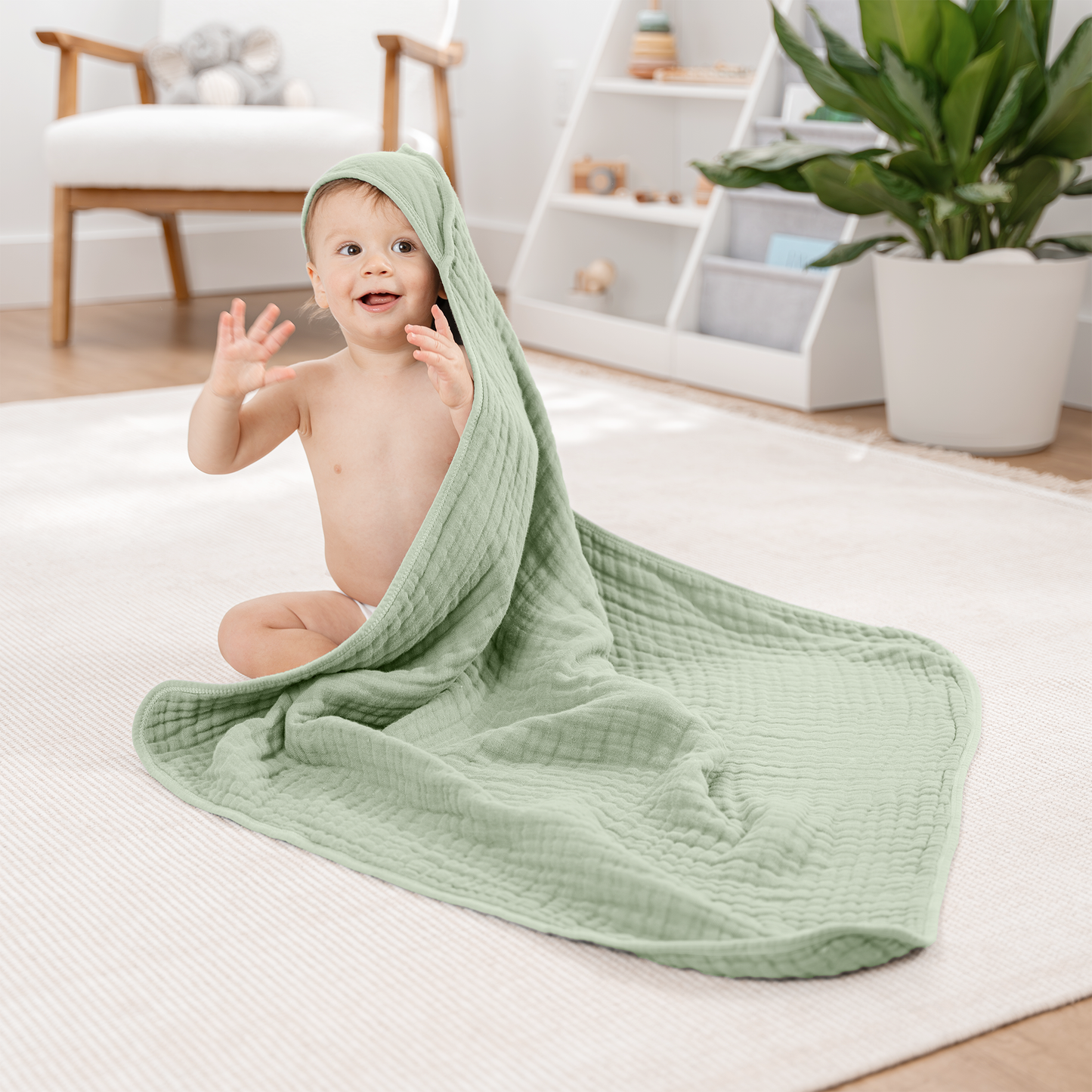 Baby Hooded Towels - Sage