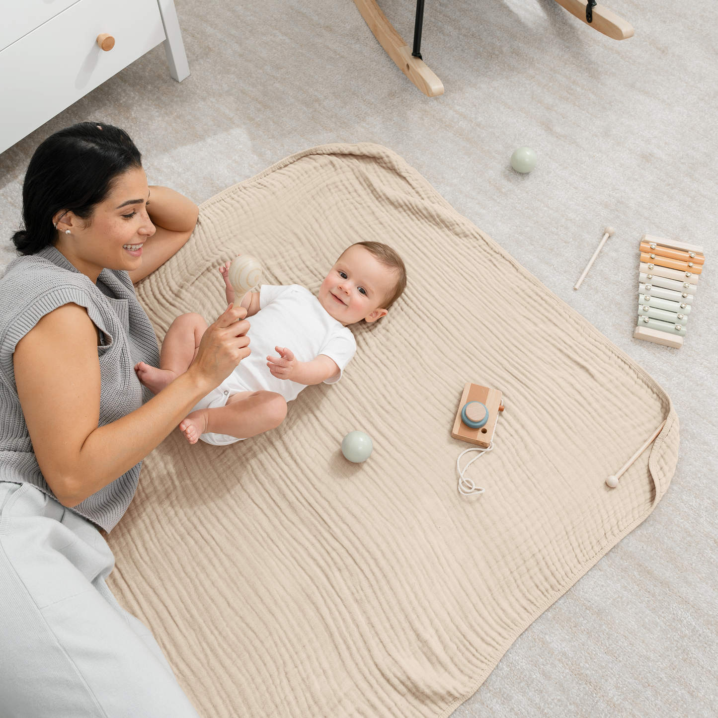 Baby Muslin Blanket in Sand
