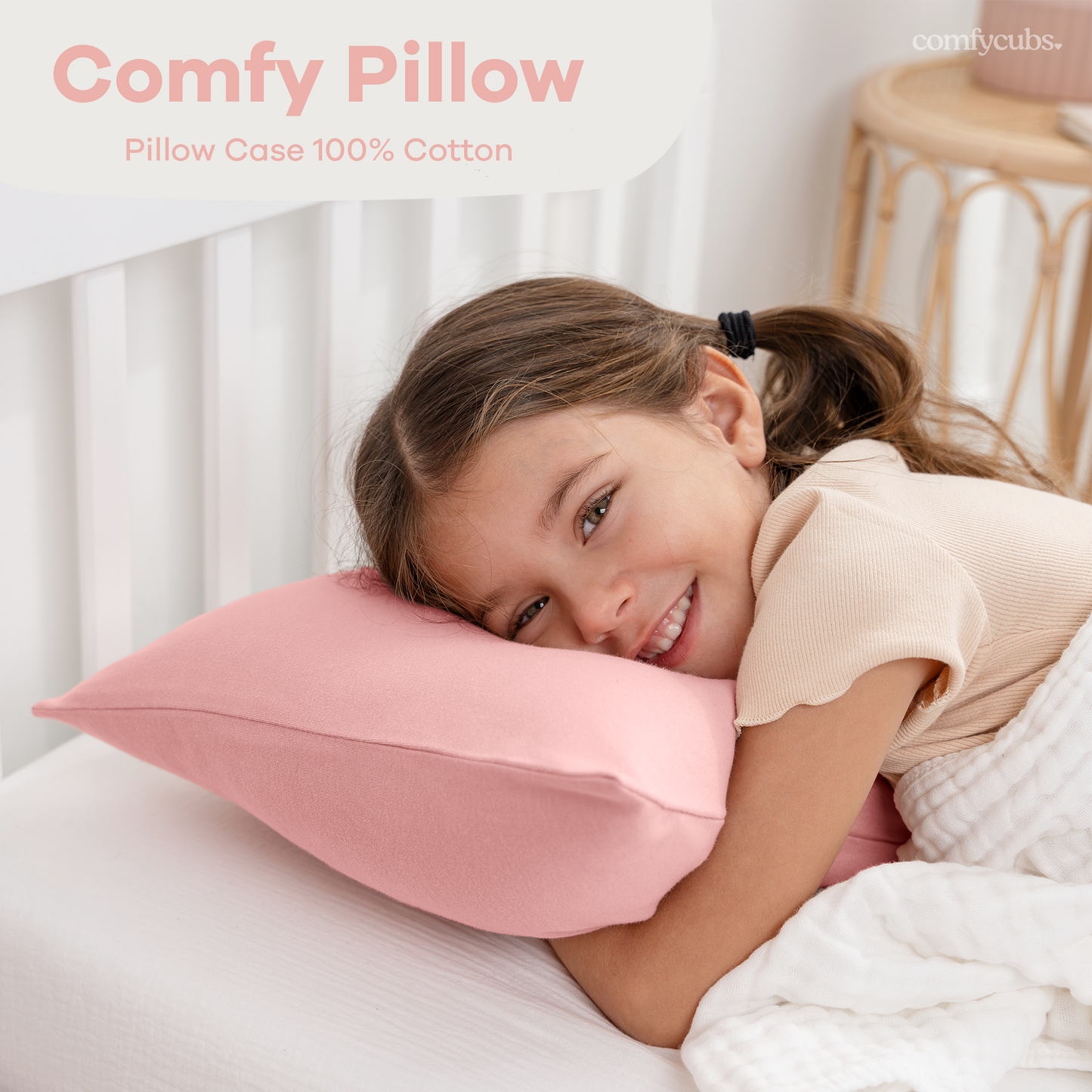 Toddler Pillows with Soft Cotton Pillow Case - Blush