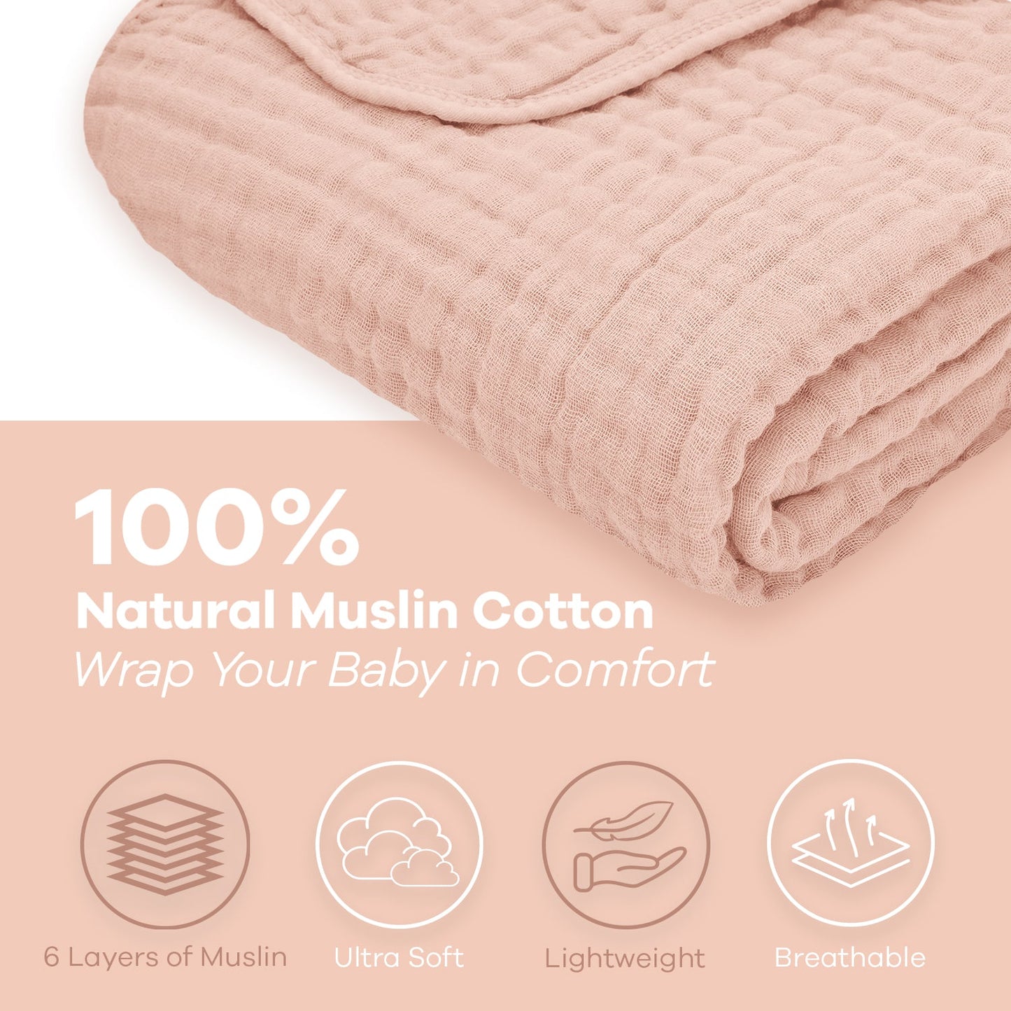 Baby Muslin Blanket in Blush