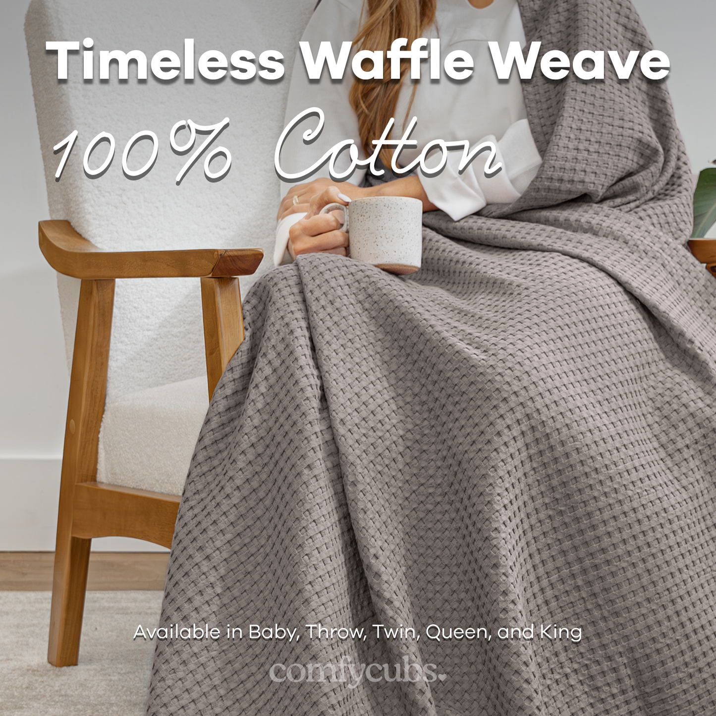 Adult Waffle Blankets in Charcoal