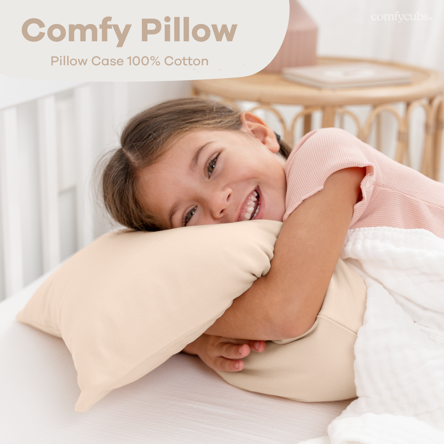 Toddler Pillows with Soft Cotton Pillow Case - Cream