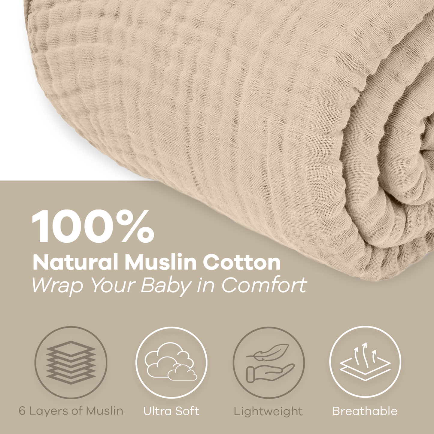 Adult Muslin Blanket in Sand