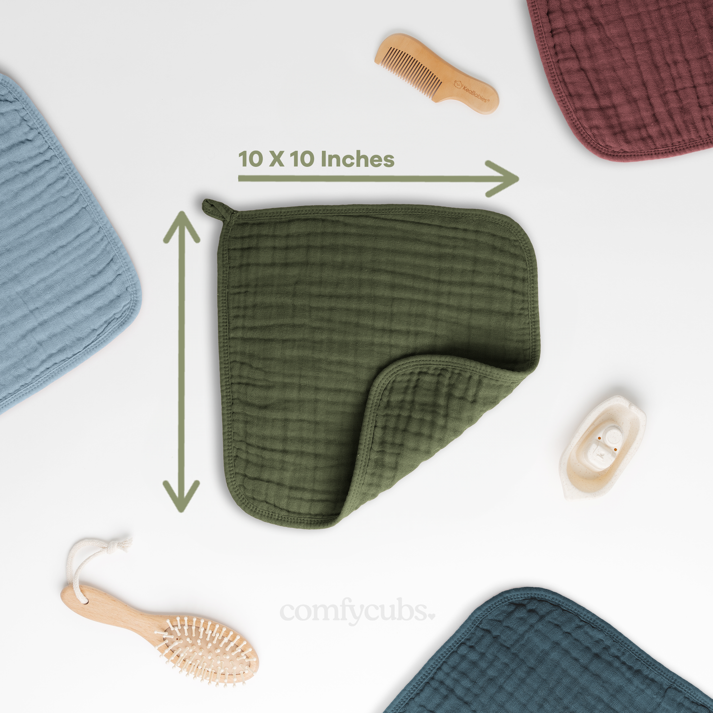 Muslin Washcloths - Kelp