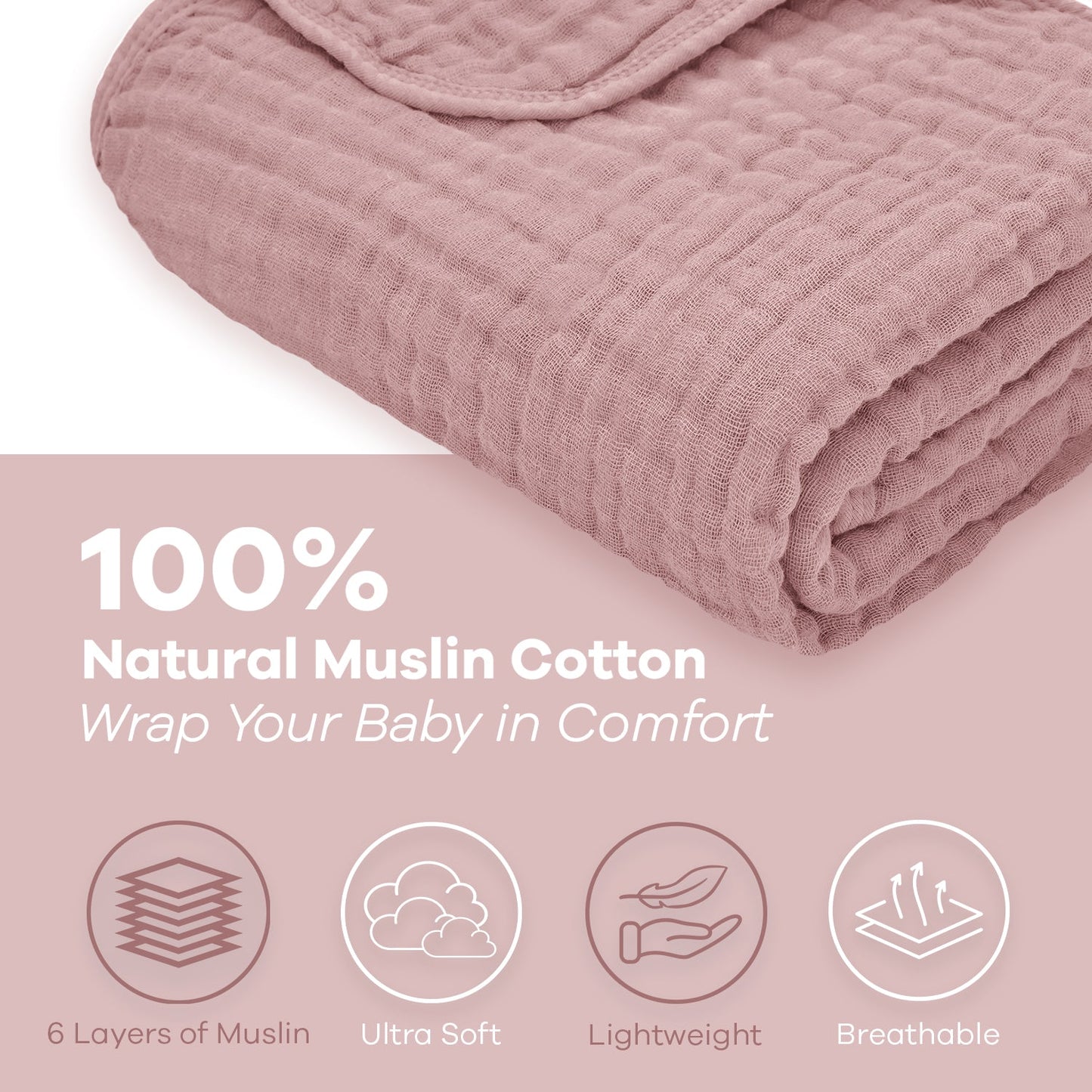 Baby Muslin Blanket in Mauve