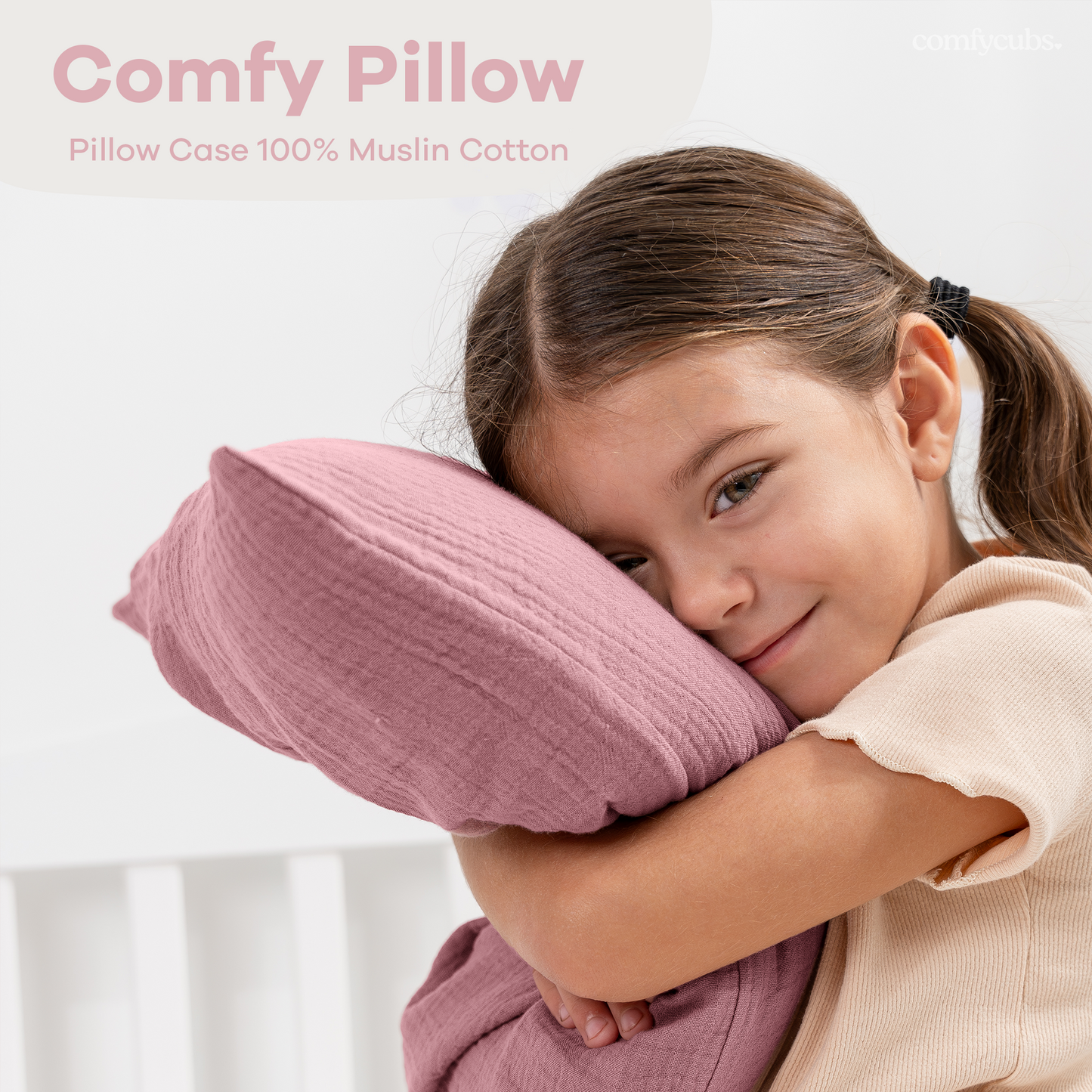 Toddler Pillows with Soft Muslin Pillow Case - Mauve
