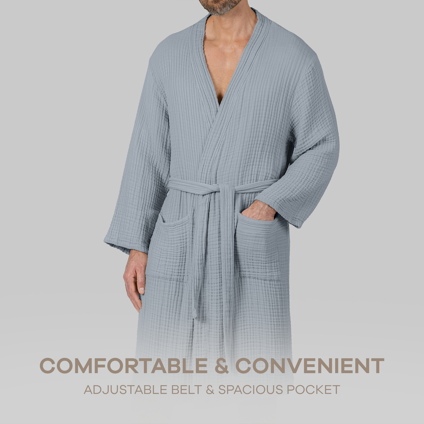 Muslin Bathrobe, Pacific Blue